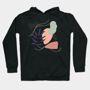 Abstract shapes lines and leaves digital design Hoodie